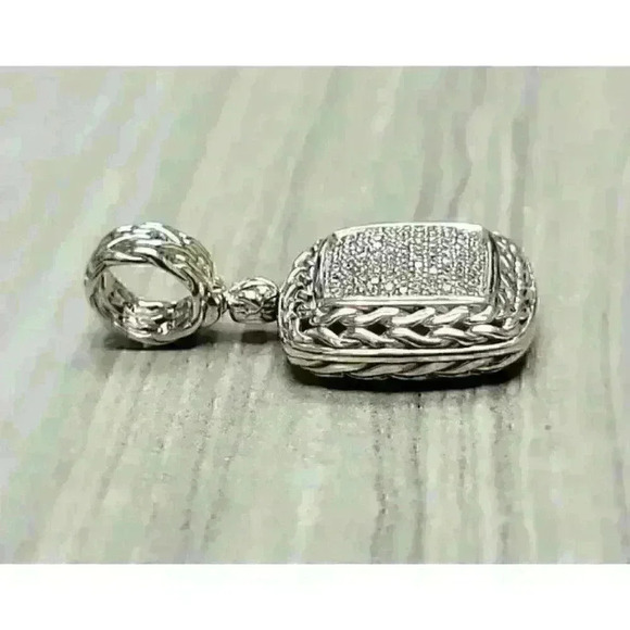 John Hardy Sterling Silver Classic Chain Enhancer with Pave Diamonds - Picture 8 of 8